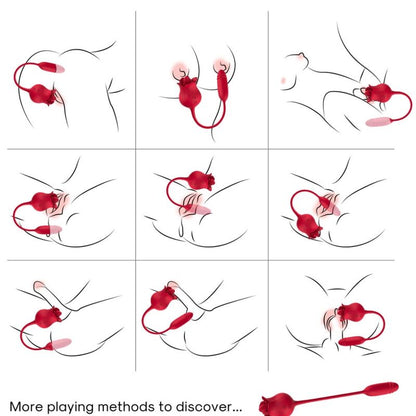 ARMONY - CLITORITE VIBRANTE LECCATA DI ROSA E VIBRATORE ROSSO - ARMONY STIMULATORS | Lingerie Harness Boutique