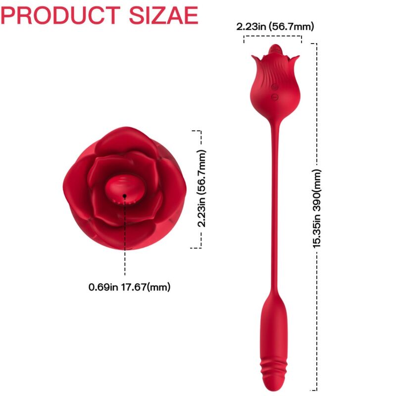ARMONY - CLITORITE VIBRANTE LECCATA DI ROSA E VIBRATORE ROSSO - ARMONY STIMULATORS | Lingerie Harness Boutique