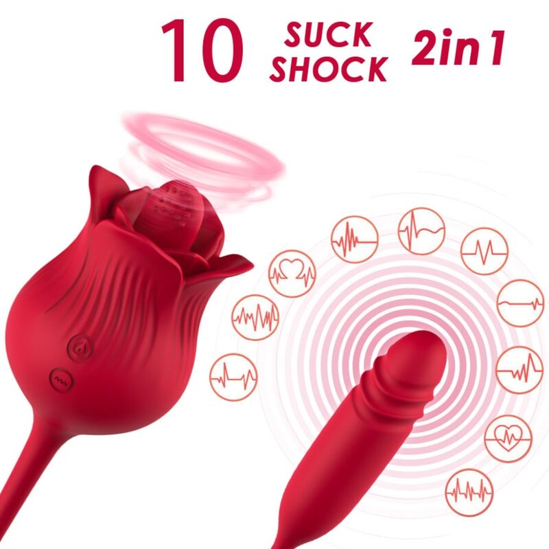ARMONY - CLITORITE VIBRANTE LECCATA DI ROSA E VIBRATORE ROSSO - ARMONY STIMULATORS | Lingerie Harness Boutique