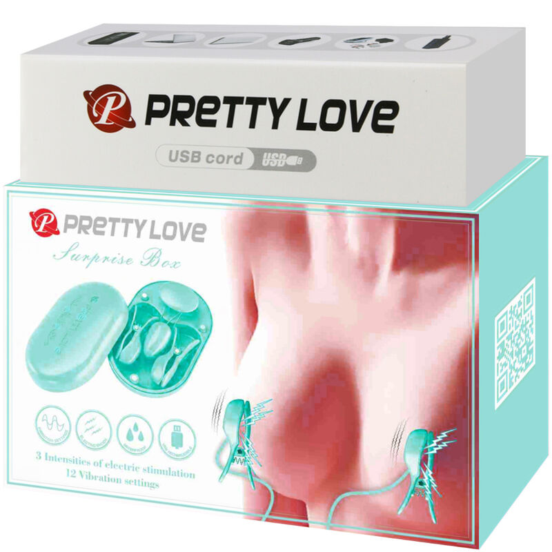 PRETTY LOVE - SCATOLA A SORPRESA PINZETTE PER ELETTROSTIMOLAZIONE BLU - PRETTY LOVE FLIRTATION | Lingerie Harness Boutique