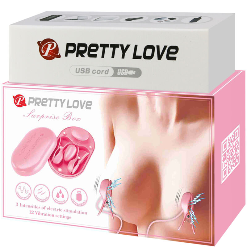 PRETTY LOVE - SCATOLA A SORPRESA PINZETTE PER ELETTROSTIMOLAZIONE ROSA - PRETTY LOVE FLIRTATION | Lingerie Harness Boutique