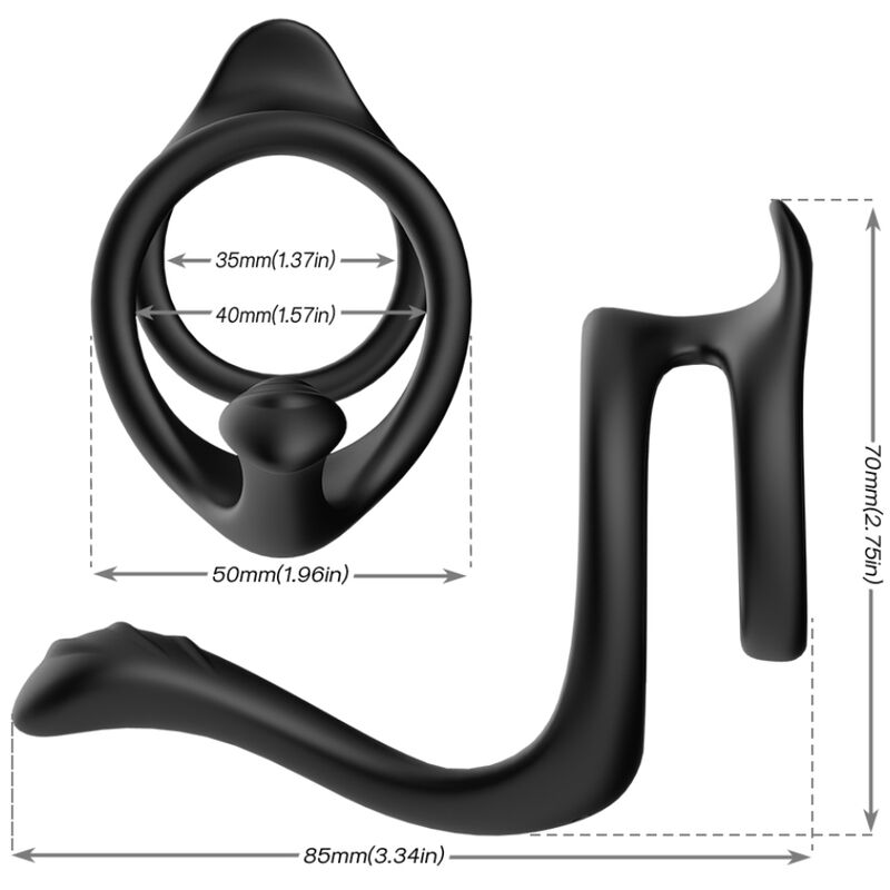 ARMONY - ANELLO ANALE DOPPIO CODA NERO - ARMONY FOR HIM | Lingerie Harness Boutique