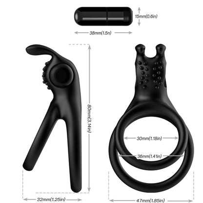 ARMONY - ANELLO VIBRATORE DOPPIO TRAVELLER PER COPPIA RABBIT BLACK - ARMONY FOR HIM | Lingerie Harness Boutique