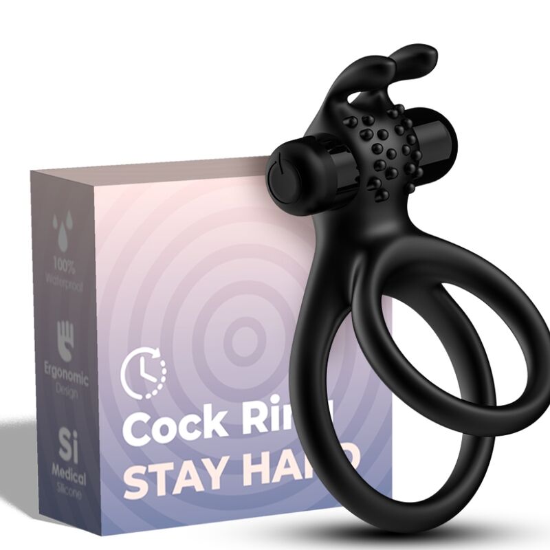 ARMONY - ANELLO VIBRATORE DOPPIO TRAVELLER PER COPPIA RABBIT BLACK - ARMONY FOR HIM | Lingerie Harness Boutique