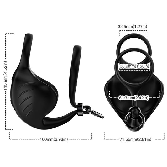 ARMONY - ANELLO VIBRATORE MANTA SCROTO TELECOMANDO NERO - ARMONY FOR HIM | Lingerie Harness Boutique