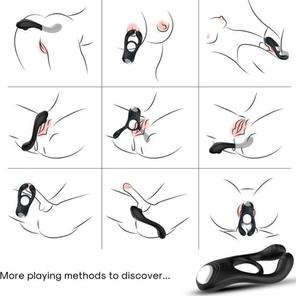 ARMONY - VEYRON DOUBLE RING VIBRATOR TOY FOR COUPLES REMOTE CONTROL BLACK