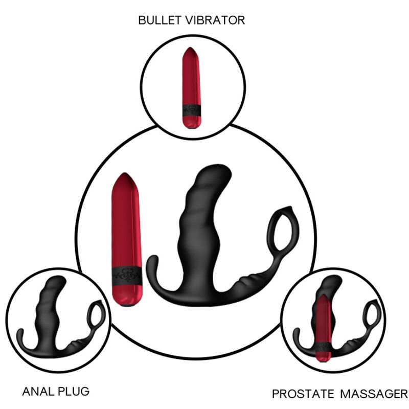 ARMONY - KNIGHT ANAL PROSTATE VIBRATOR AND BLACK RING REMOTE CONTROL