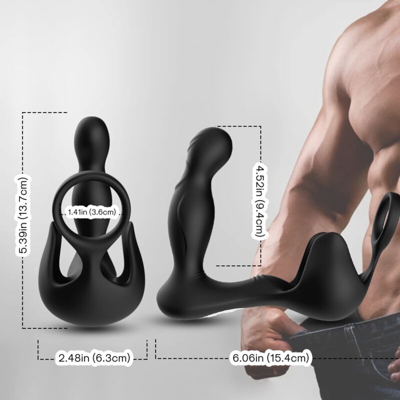 ARMONY - VIBRATORE SURROUND ANALE E STIMOLATORE TESTICOLO E ANELLO TELECOMANDO NERO - ARMONY FOR HIM | Lingerie Harness Boutique