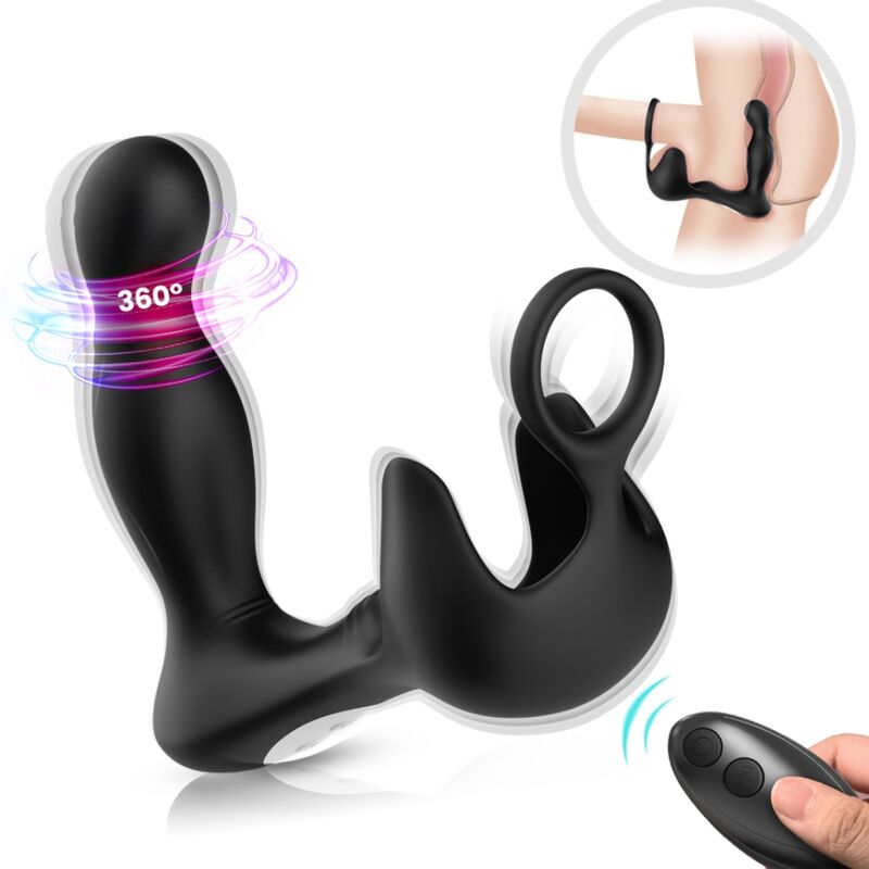 ARMONY - VIBRATORE SURROUND ANALE E STIMOLATORE TESTICOLO E ANELLO TELECOMANDO NERO - ARMONY FOR HIM | Lingerie Harness Boutique
