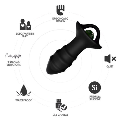 ARMONY - VIBRATORE A DITA KYLIN E TELECOMANDO CON PRESA ANALE NERO - ARMONY ANAL | Lingerie Harness Boutique