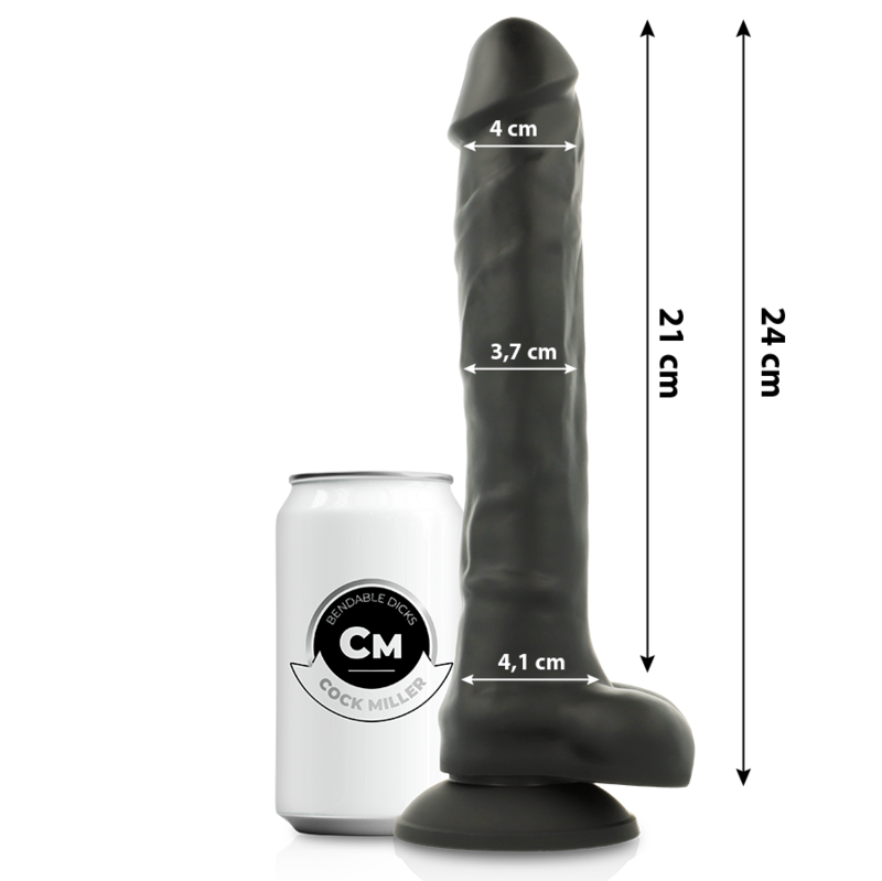 COCK MILLER - COCKSIL ARTICOLABILE IN SILICONE DENSIT NERO 24 CM - COCK MILLER | Lingerie Harness Boutique