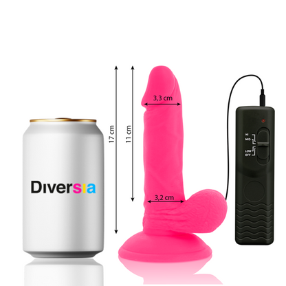 DIVERSIA - FLEXIBLE VIBRATING DILDO PINK 17 CM -O- 3.3 CM