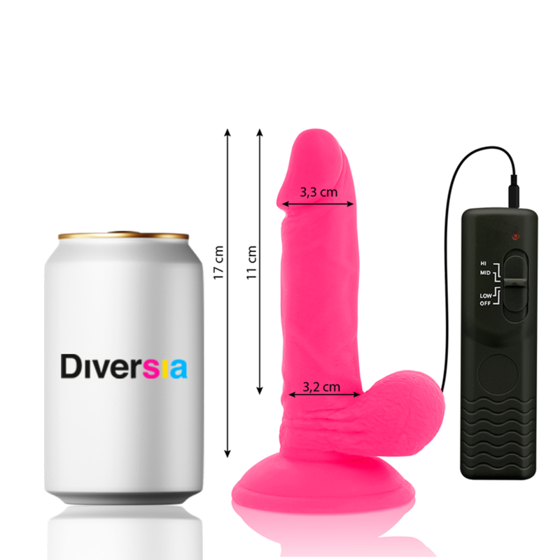 DIVERSIA - DILDO VIBRANTE FLESSIBILE ROSA 17 CM -O- 3.3 CM - DIVERSIA | Lingerie Harness Boutique