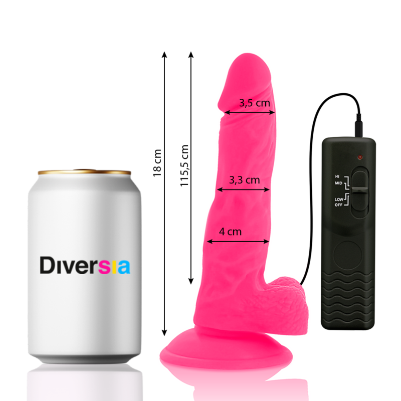 DIVERSIA - DILDO VIBRANTE FLESSIBILE ROSA 18 CM -O- 4 CM