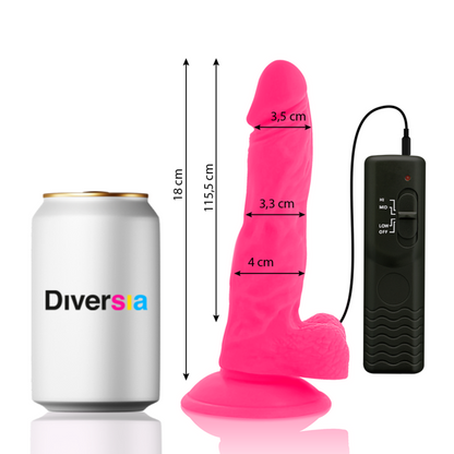 DIVERSIA - DILDO VIBRANTE FLESSIBILE ROSA 18 CM -O- 4 CM - DIVERSIA | Lingerie Harness Boutique