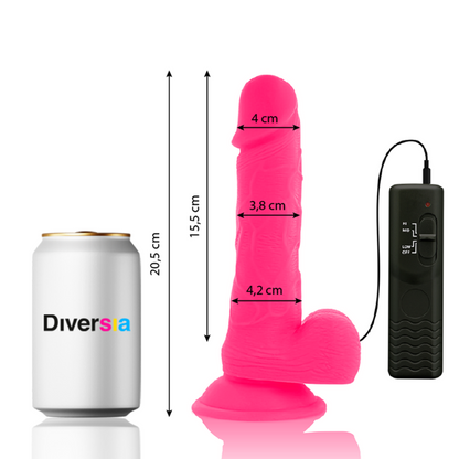 DIVERSIA - PINK FLEXIBLE VIBRATING DILDO 20.5 CM -O- 4.2 CM