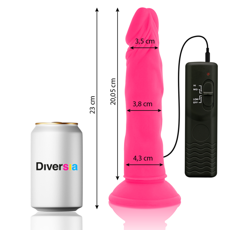 DIVERSIA - DILDO FLESSIBILE CON VIBRAZIONE ROSA 23 CM -O- 4.3 CM - DIVERSIA | Lingerie Harness Boutique
