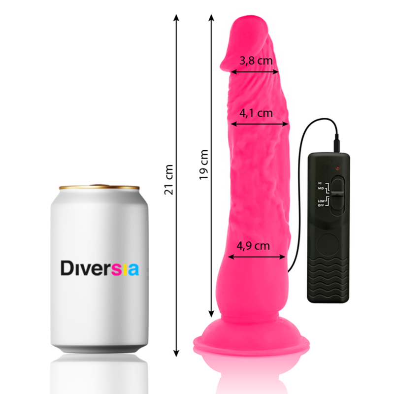 DIVERSIA - PINK FLEXIBLE VIBRATING DILDO 21 CM -O- 4.9 CM