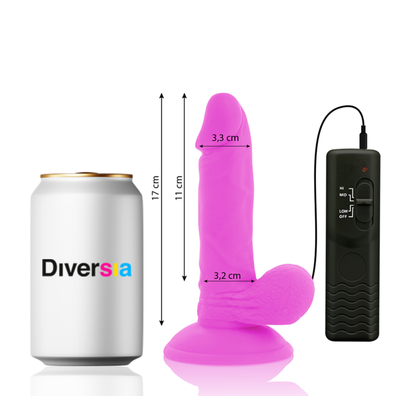 DIVERSIA - DILDO VIBRANTE FLESSIBILE VIOLA 17 CM -O- 3.3 CM - DIVERSIA | Lingerie Harness Boutique