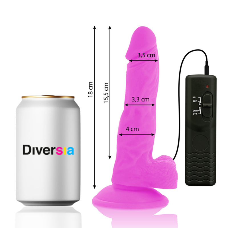 DIVERSIA - DILDO VIBRANTE FLESSIBILE VIOLA 18 CM -O- 4 CM - DIVERSIA | Lingerie Harness Boutique