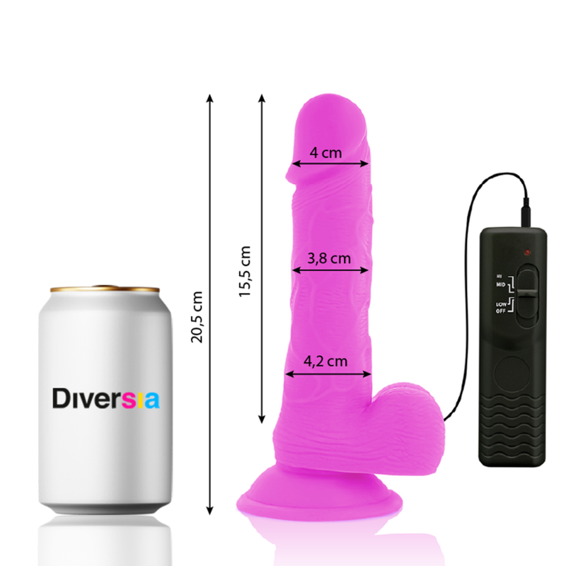 DIVERSIA - DILDO VIBRANTE FLESSIBILE VIOLA 20.5 CM -O- 4.2 CM - DIVERSIA | Lingerie Harness Boutique