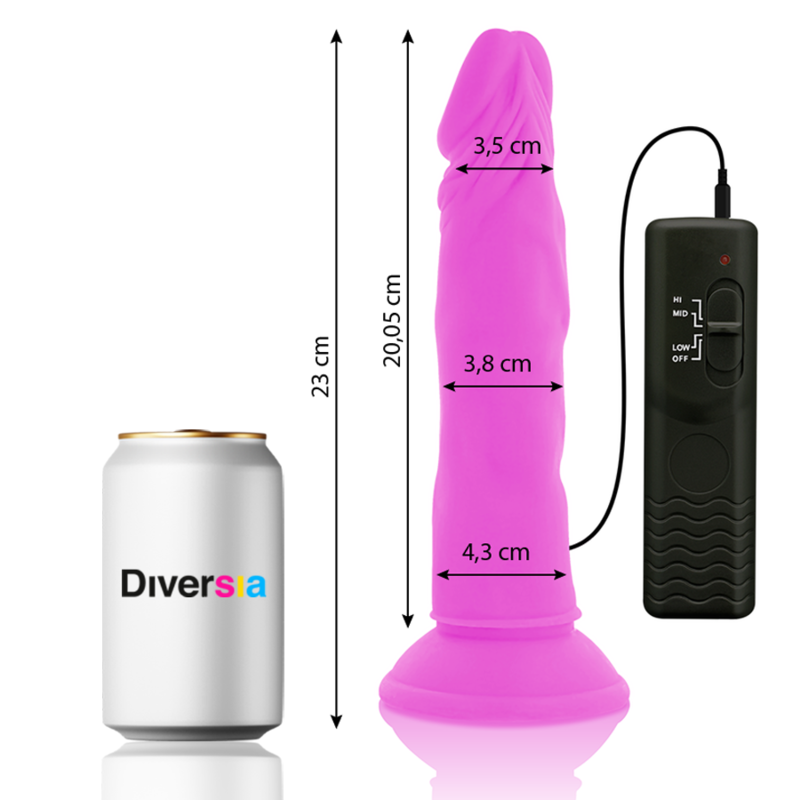 DIVERSIA - DILDO VIBRANTE FLESSIBILE VIOLA 23 CM -O- 4.3 CM - DIVERSIA | Lingerie Harness Boutique