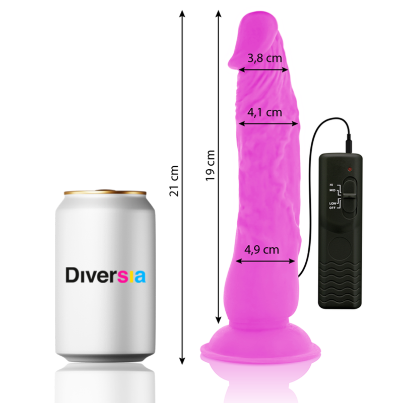 DIVERSIA - DILDO VIBRANTE FLESSIBILE VIOLA 21 CM -O- 4.9 CM - DIVERSIA | Lingerie Harness Boutique