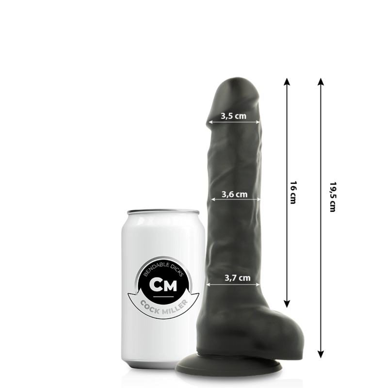 COCK MILLER - COCKSIL ARTICOLABILE IN SILICONE DENSIT NERO 19,5 CM - COCK MILLER | Lingerie Harness Boutique