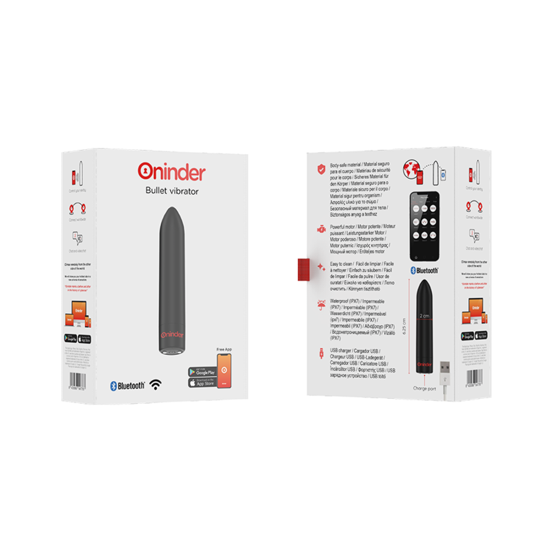 ONINDER - BERLIN VIBRATORE BULLET NERO 9 MODALITÀ 8,5 X 2 CM - APP GRATUITA - ONINDER | Lingerie Harness Boutique