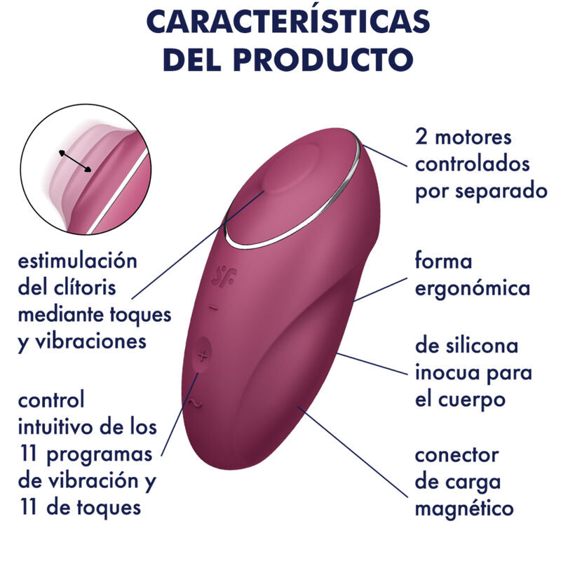 SATISFYER - TAP & CLIMAX 1 VIBRATORE LAY-ON GRIGIO - SATISFYER LAYONS | Lingerie Harness Boutique
