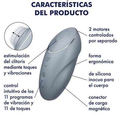 SATISFYER - TAP & CLIMAX 1 VIBRATORE LAY-ON GRIGIO - SATISFYER LAYONS | Lingerie Harness Boutique