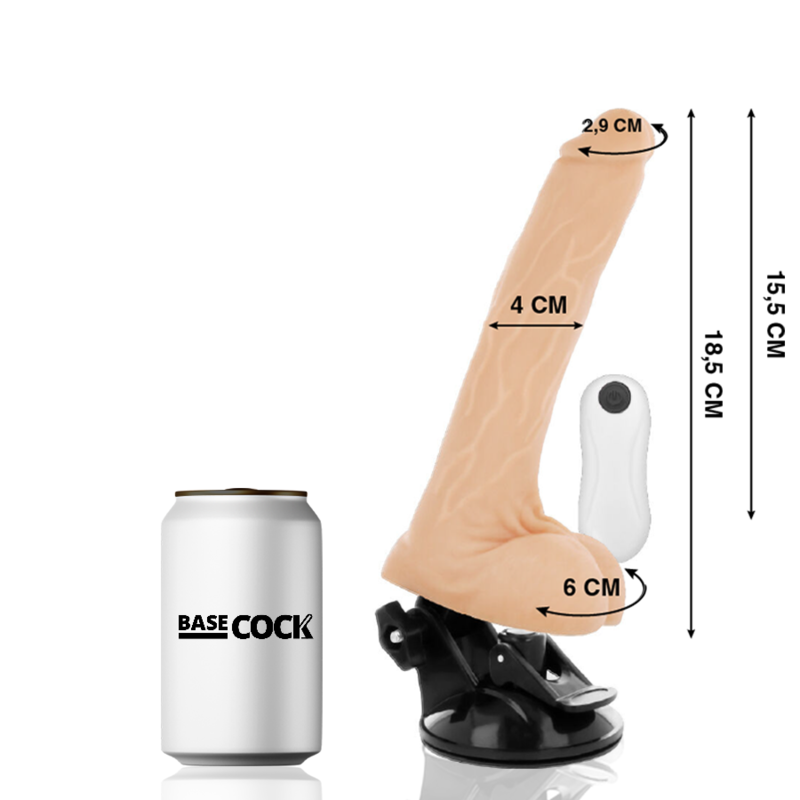 BASECOCK - ARTICULATING VIBRATOR REMOTE CONTROL NATURAL 18.5 CM -O- 4 CM