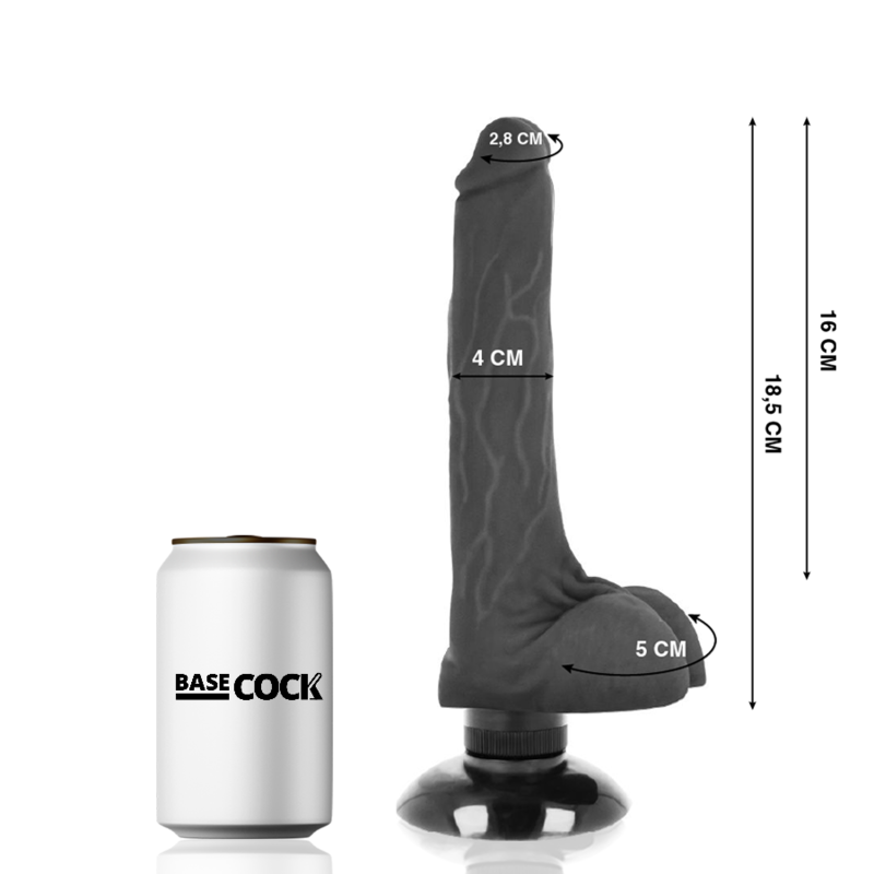 BASECOCK - REALISTIC VIBRATOR 2-1 NATURAL 18.5 CM -OR- 4 CM