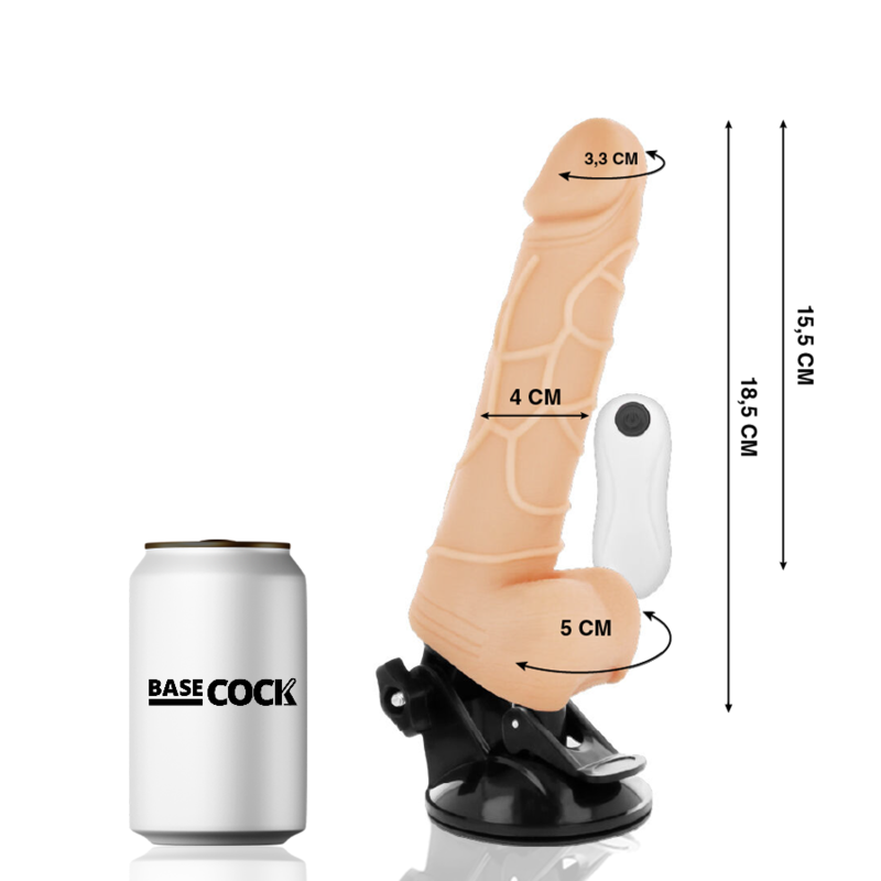 BASECOCK - VIBRATORE REALISTICO TELECOMANDO NERO 18.5 CM -O- 4CM - BASECOCK | Lingerie Harness Boutique