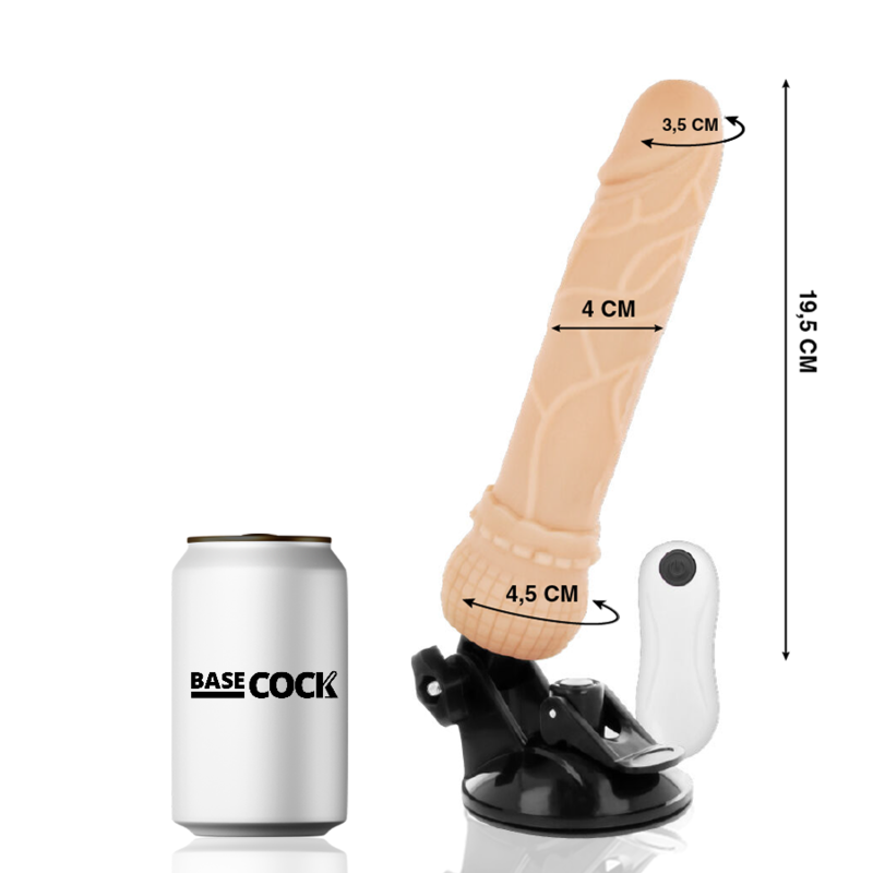 BASECOCK - REALISTIC NATURAL REMOTE CONTROL VIBRATOR 19.5 CM -O- 4 CM