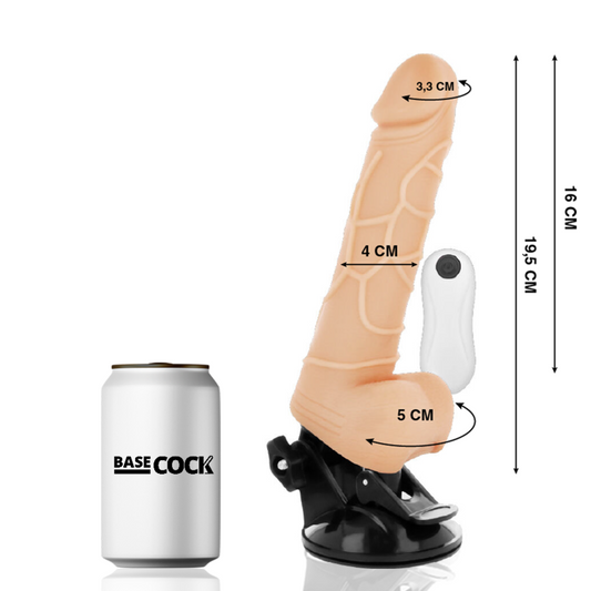 BASECOCK - VIBRATORE REALISTICO TELECOMANDO NERO CON TESTICOLI 19.5 CM -O- 4 CM - BASECOCK | Lingerie Harness Boutique