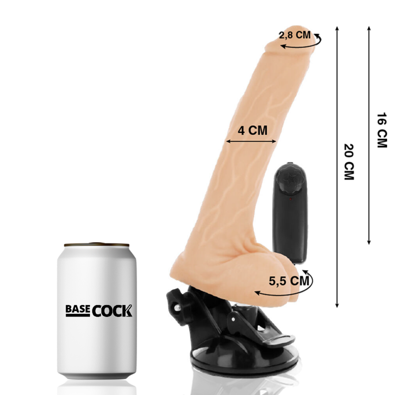 BASECOCK - REALISTIC NATURAL REMOTE CONTROL VIBRATOR WITH 20 CM TESTICLES -OR- 4 CM