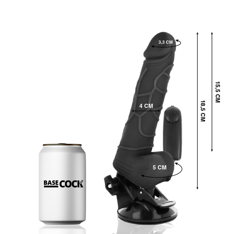 BASECOCK - REALISTIC NATURAL REMOTE CONTROL VIBRATOR 18.5 CM -O- 4CM