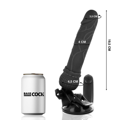 BASECOCK - VIBRATORE REALISTICO TELECOMANDO NERO 19.5 CM -O- 4 CM - BASECOCK | Lingerie Harness Boutique
