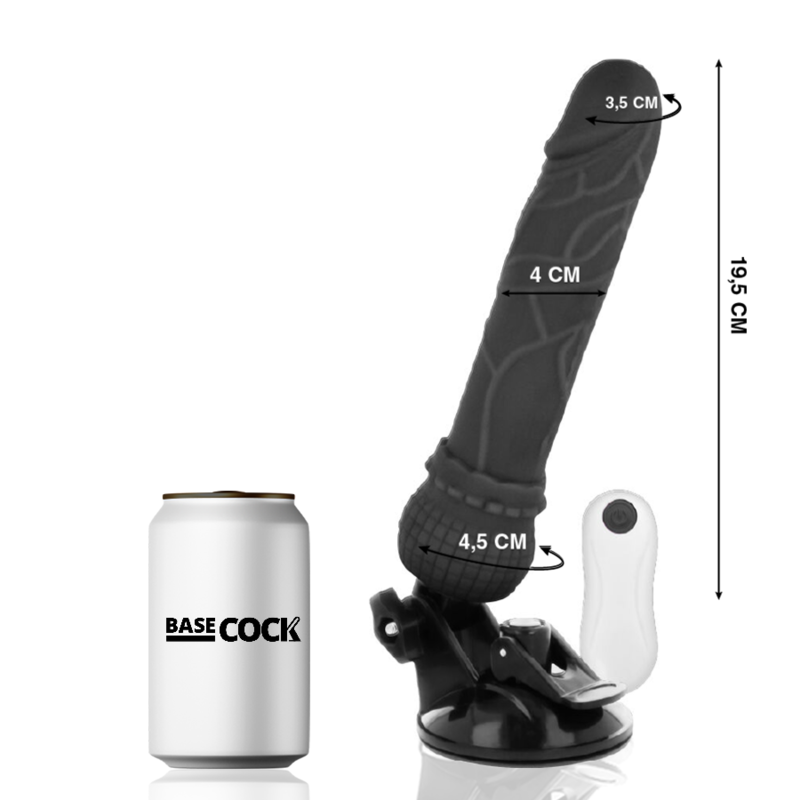 BASECOCK - REALISTIC NATURAL REMOTE CONTROL VIBRATOR 19.5 CM -O- 4 CM