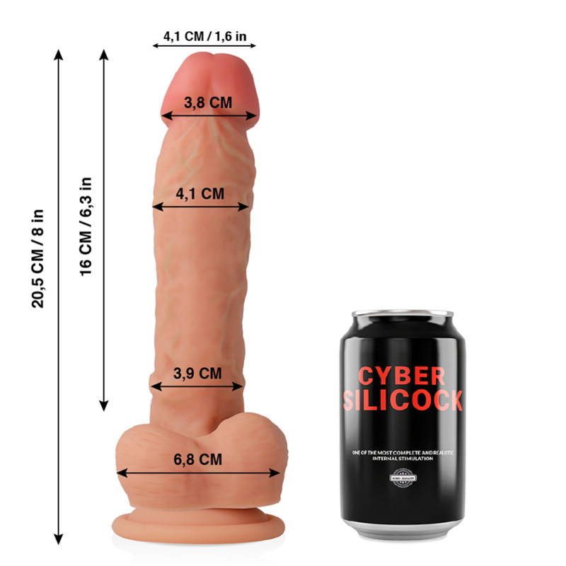 CYBER SILICOCK - DONG IN SILICONE LIQUIDO MORBIDO ULTRA REALISTICO 20.5 CM -O- 4.1 CM - CYBER SILICOCK | Lingerie Harness Boutique