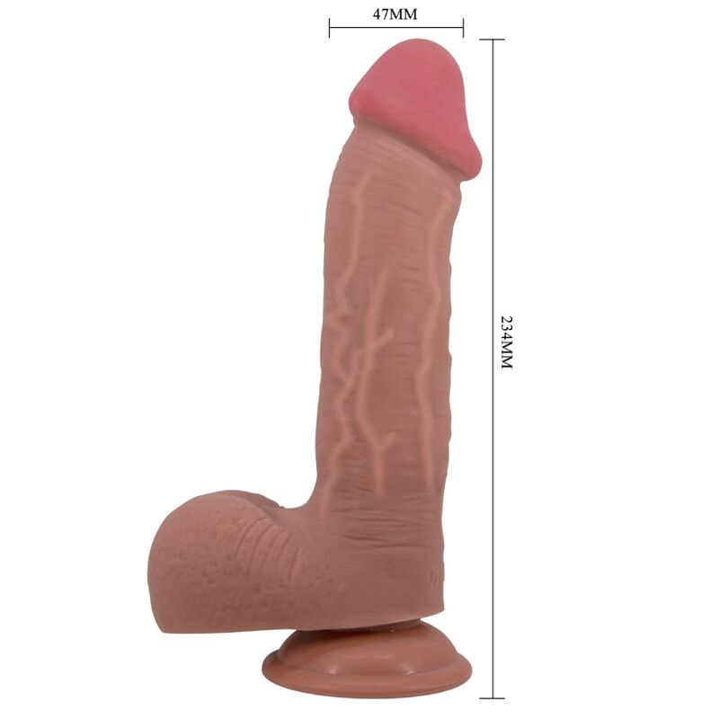 PRETTY LOVE - DILDO REALISTICO SLIDING SKIN SERIES CON VENTOSA SCORREVOLE DELLA PELLE MARRONE 23,4 CM - PRETTY LOVE HIGH GRADE | Lingerie Harness Boutique