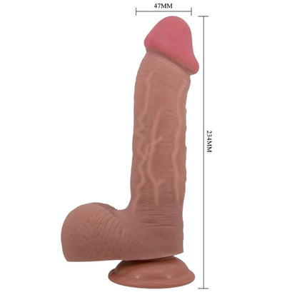 PRETTY LOVE - DILDO REALISTICO SLIDING SKIN SERIES CON VENTOSA SCORREVOLE DELLA PELLE MARRONE 23,4 CM - PRETTY LOVE HIGH GRADE | Lingerie Harness Boutique