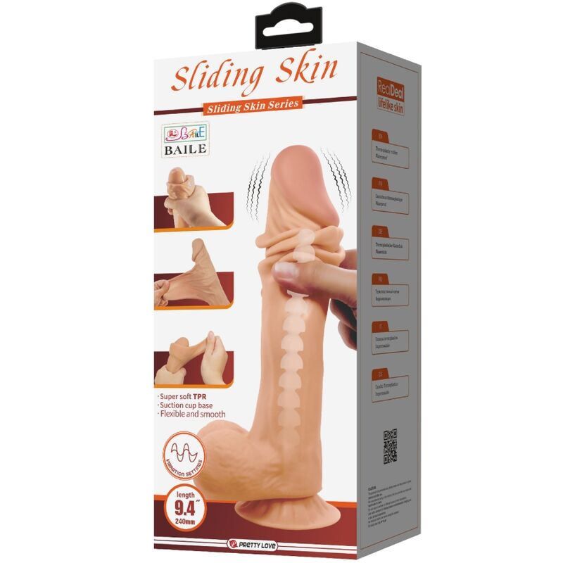 PRETTY LOVE - DILDO REALISTICO SLIDING SKIN SERIES CON VENTOSA SCORREVOLE DELLA PELLE CONTROLLO REMOTO FLESH 24 CM - PRETTY LOVE HIGH GRADE | Lingerie Harness Boutique