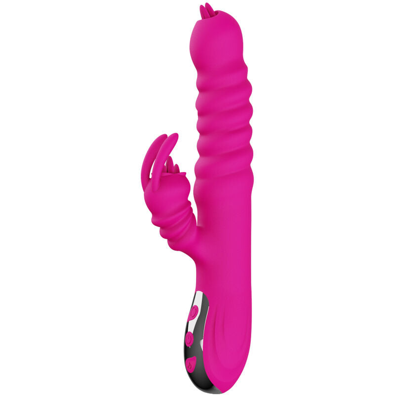 ARMONY - VIBRATORE MULTIFUNZIONE RABBIT DOUBLE TONGUE FUCSIA EFFETTO CALORE - ARMONY VIBRATORS | Lingerie Harness Boutique