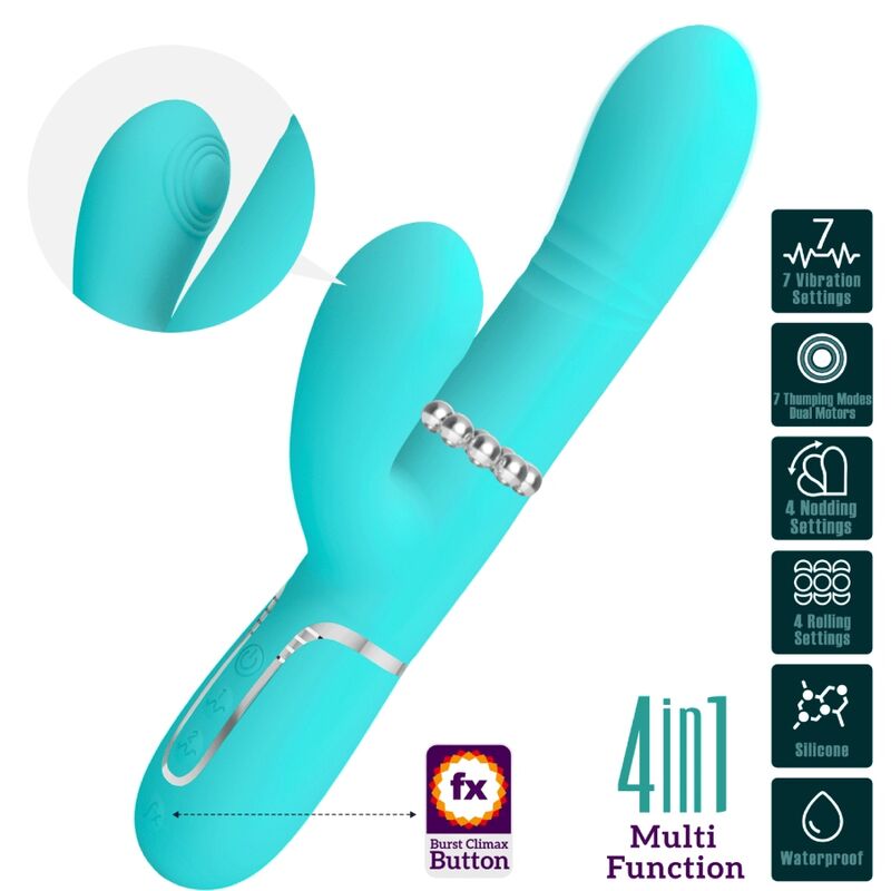 PRETTY LOVE - VIBRATORE MULTIFUNZIONE G-SPOT VERDE ACQUA - PRETTY LOVE FLIRTATION | Lingerie Harness Boutique