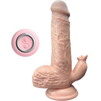 ARMONY - REALISTIC VIBRATOR AND THROTTLE DILDO WITH TONGUE STIMULATOR 19 CM