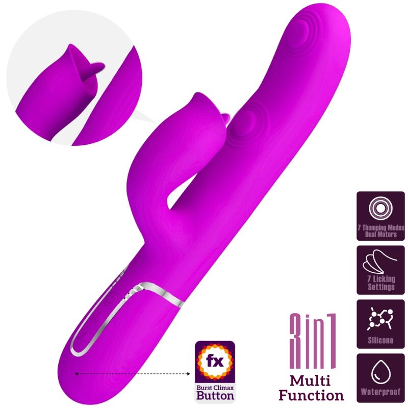 PRETTY LOVE - VIBRATORE CONIGLIO CON LICING FUCSIA - PRETTY LOVE FLIRTATION | Lingerie Harness Boutique