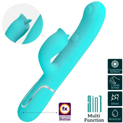 PRETTY LOVE - AQUA GREEN LICKY RABBIT VIBRATOR