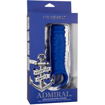 CALEXOTICS - ADMIRAL COPERTURA PER PENE CON PERLINE IN SILICONE LIQUIDO BLU